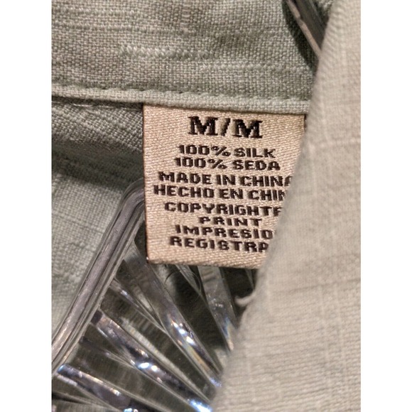 Jamaica‎ Jaxx Shirt Mens Medium Hawaiian Green Floral 100% Silk Button Up - Picture 2 of 4